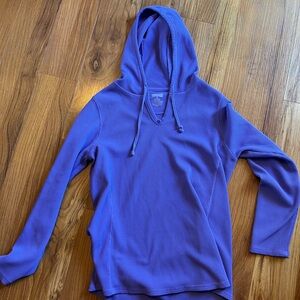 Duluth Trading Co. Purple Hooded Waffle Knit Top